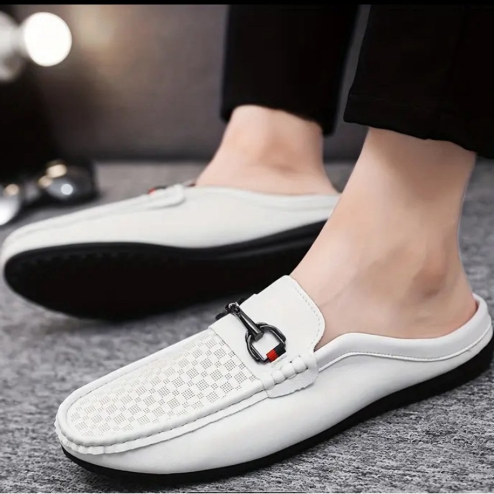 Men's Solid Color Hollow Out Mules, Non-Slip Durable Casual Slippers with Rubber